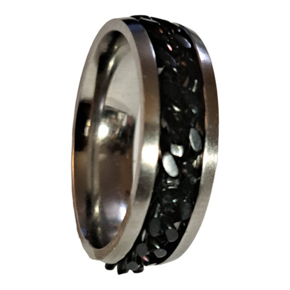 New 316L stainless steel black chain spinning ring size 13
